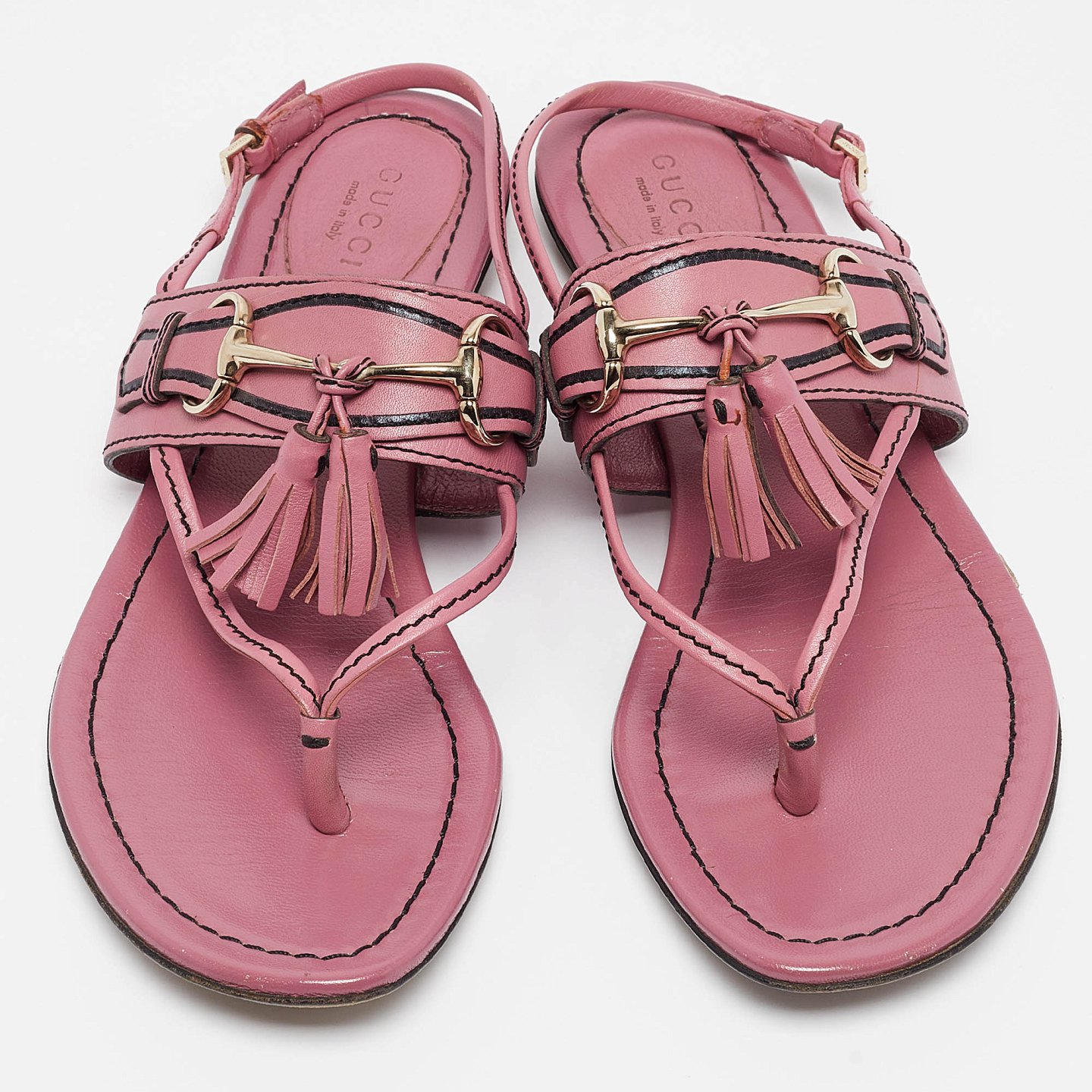Pink Leather Fringe Slingback Sandals 6