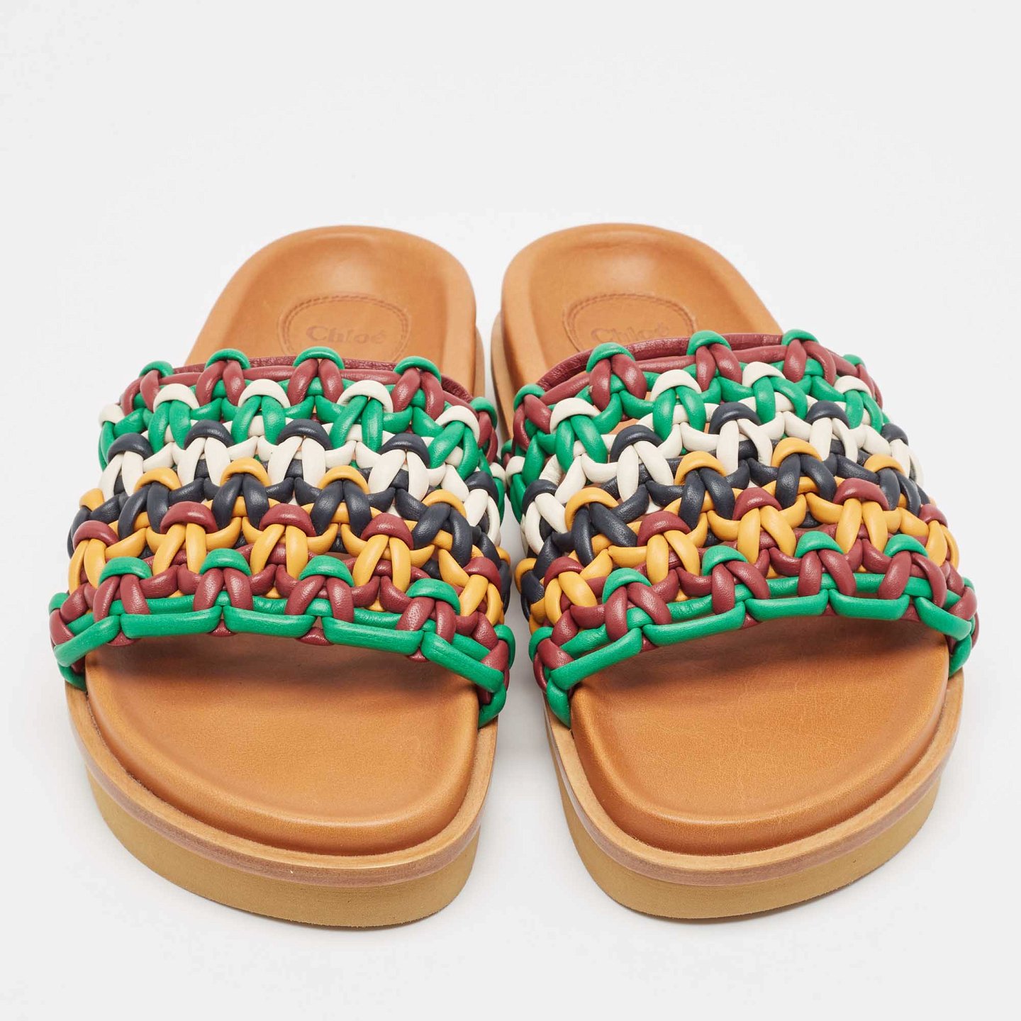 Multicolor Woven Leather Wavy Slides 4