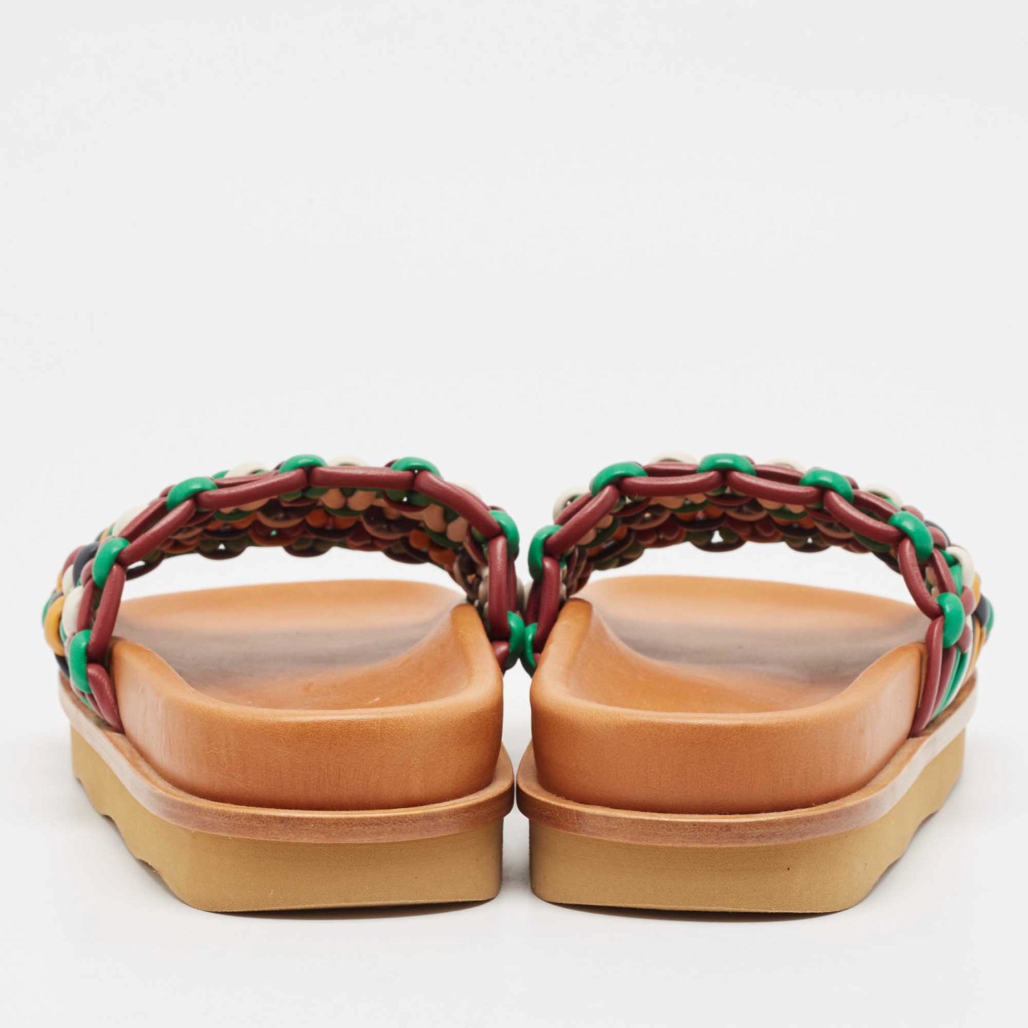 Multicolor Woven Leather Wavy Slides 5