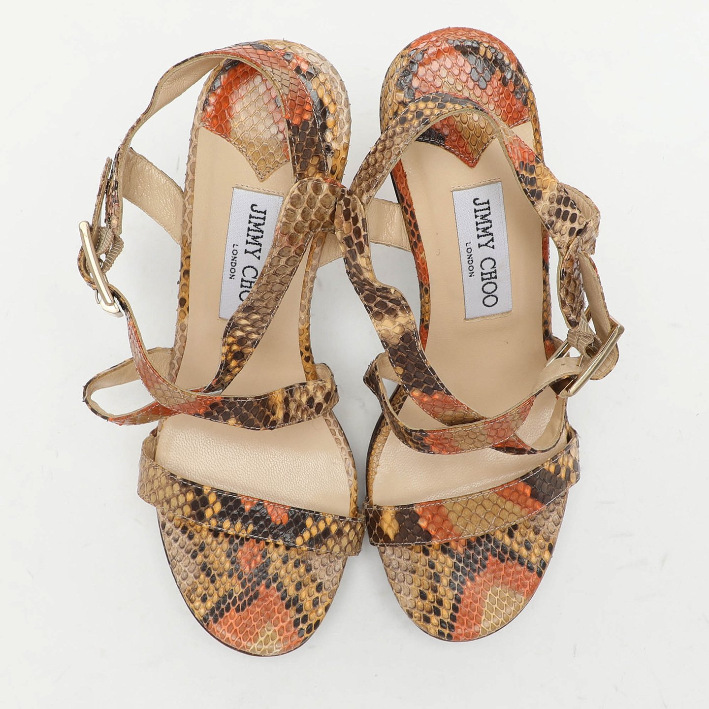 Jimmy Choo Multicolor Python Leather Ankle Strap Sandals Size 38 4