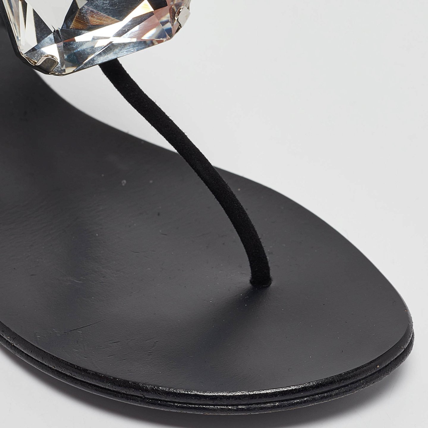 GIU Black Suede Crystal Embellished Slingback Sandals Size 38.5 9