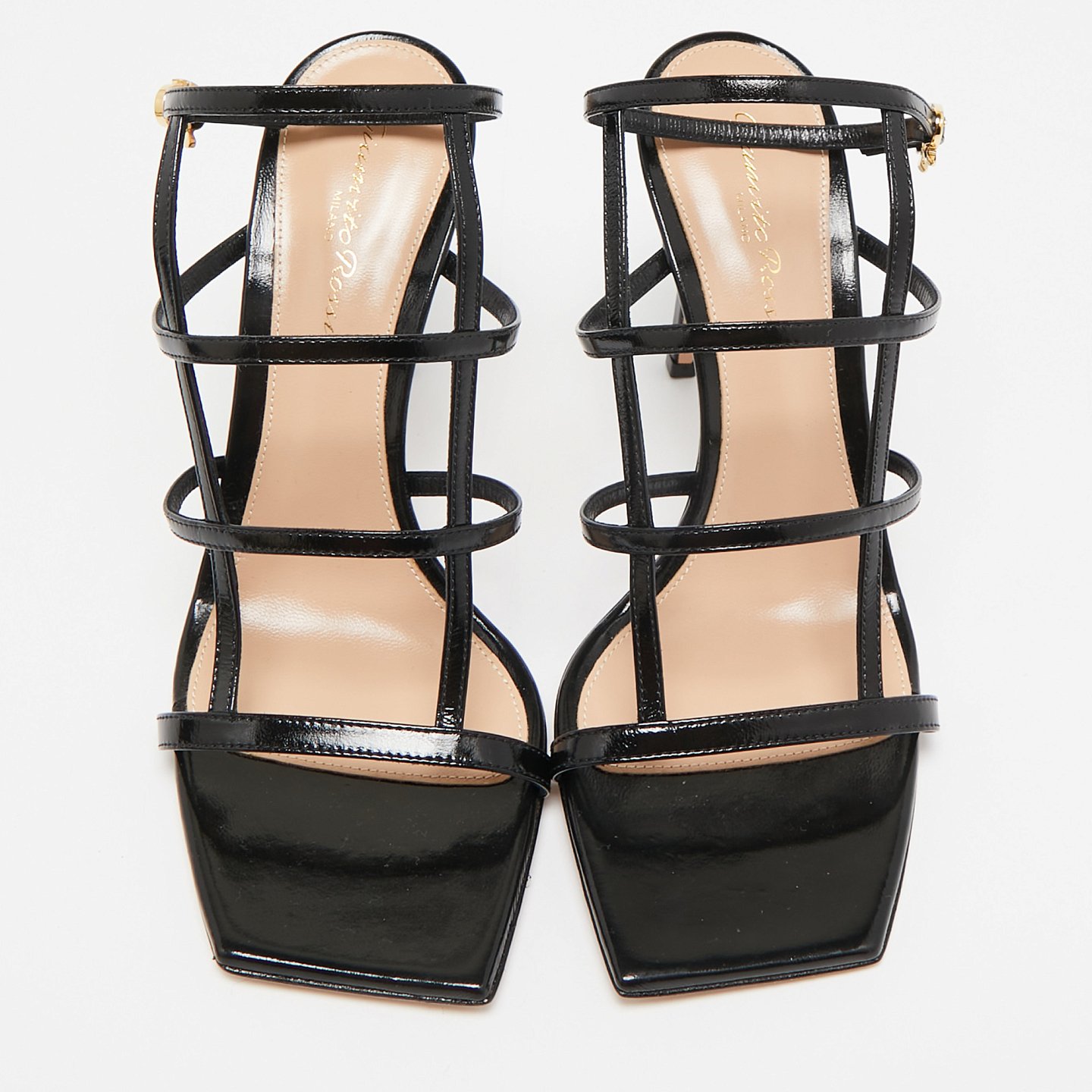Mondry Black Leather Ankle Strap Sandals 3