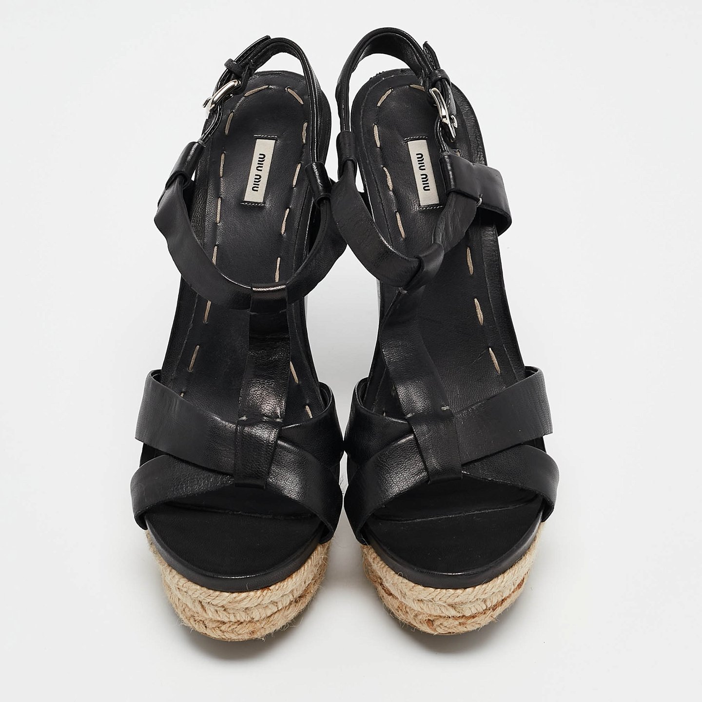 Black Leather Platform Ankle Strap Sandals 3
