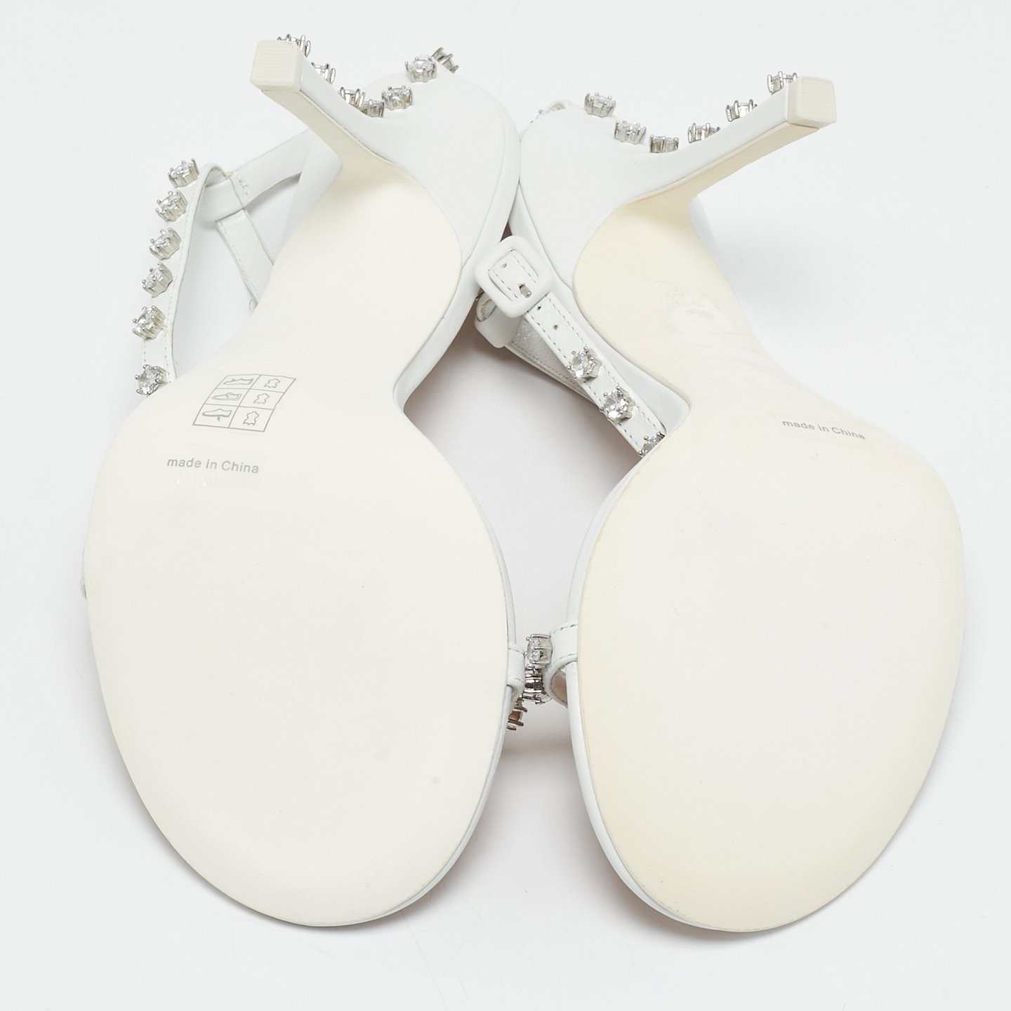 White Leather Crystal Embellished Nicki Sandals 1