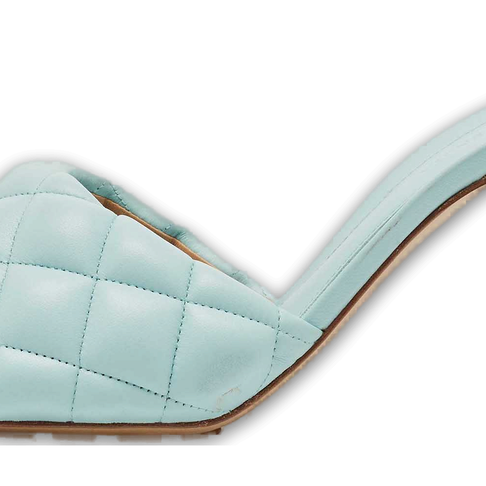 Light Blue Quilted Leather Lido Slide Sandals 0