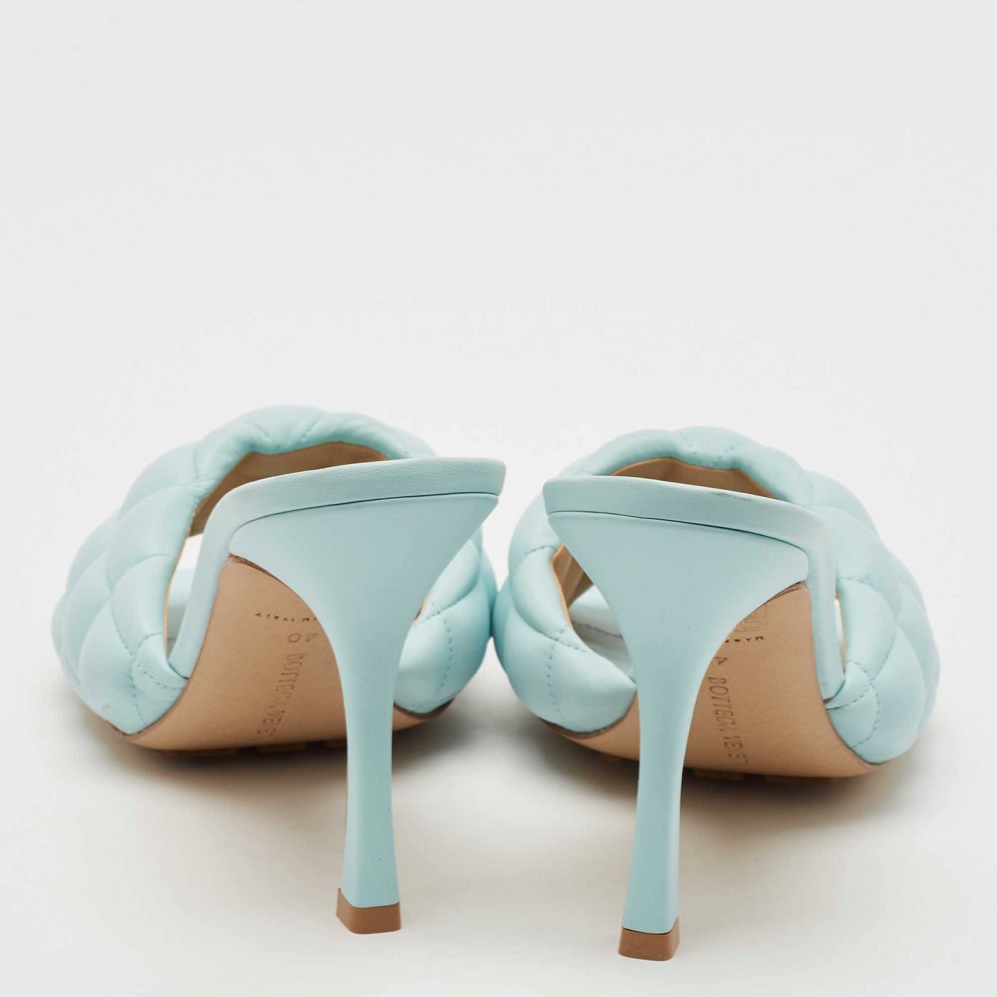 Light Blue Quilted Leather Lido Slide Sandals 6