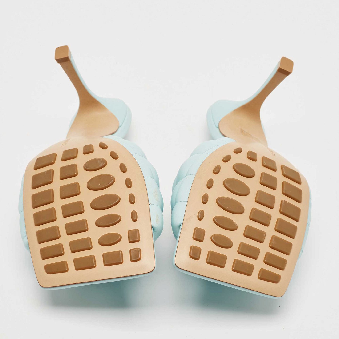 Light Blue Quilted Leather Lido Slide Sandals 7