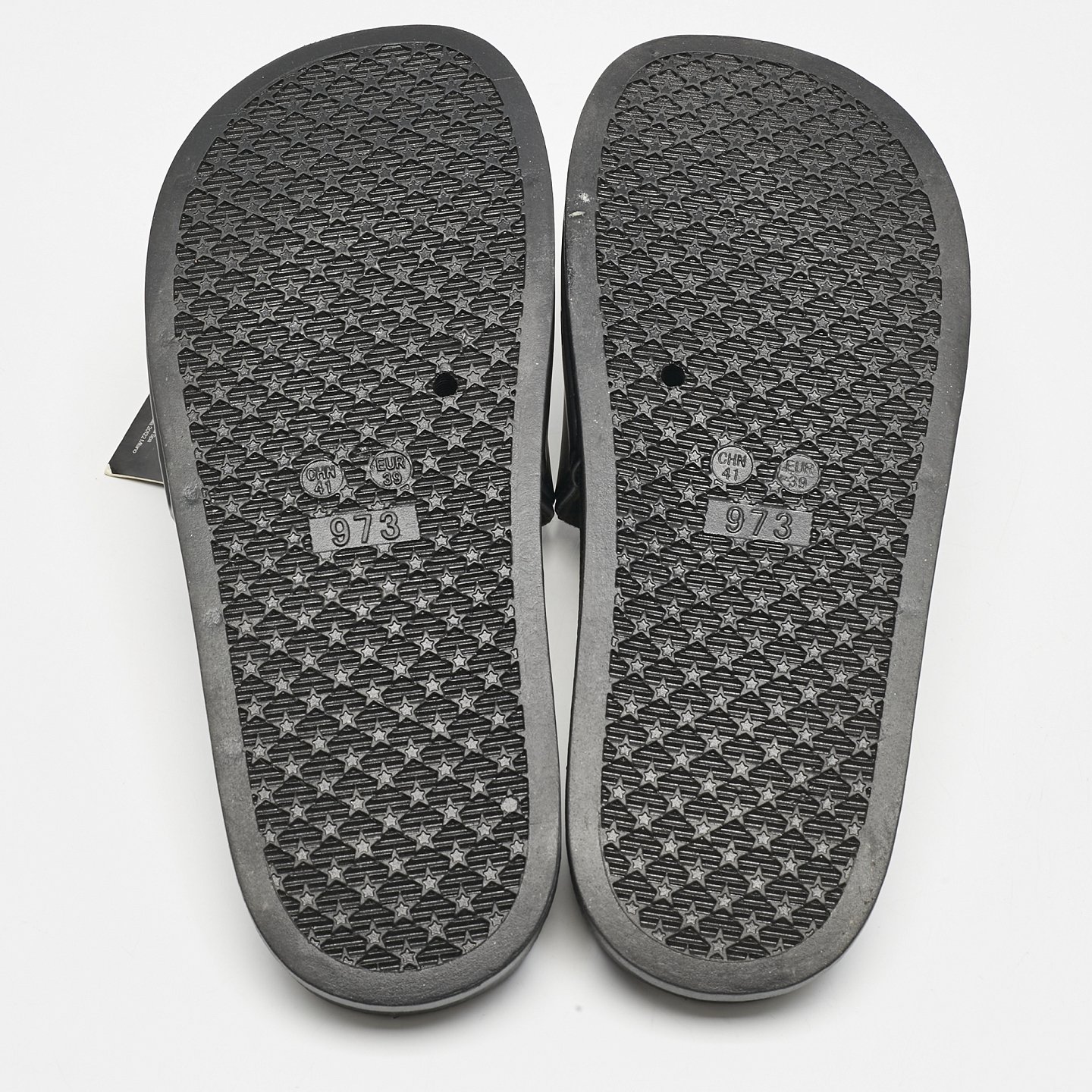 Black Rubber Logo Flat Slides 6