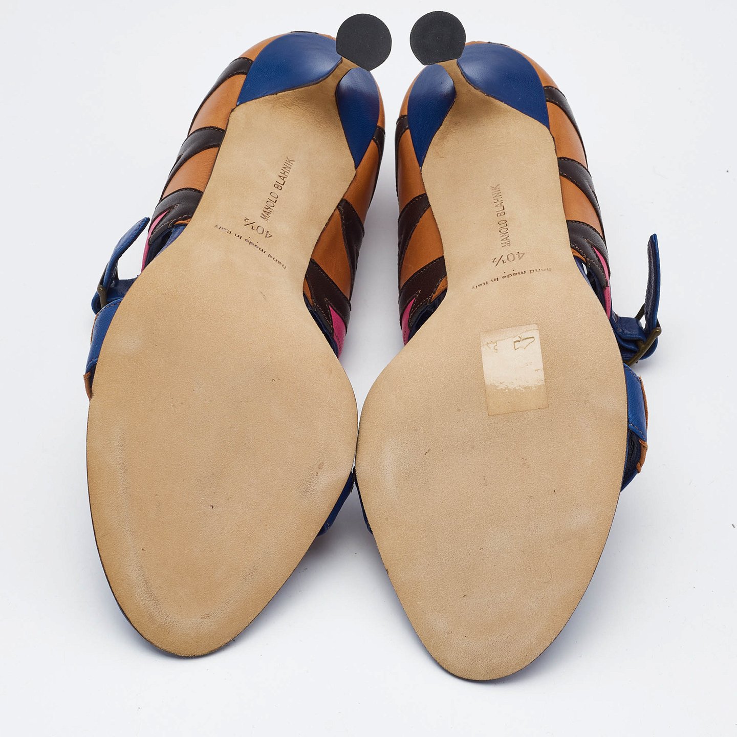 Multicolor Leather Ankle Strap Sandals 7