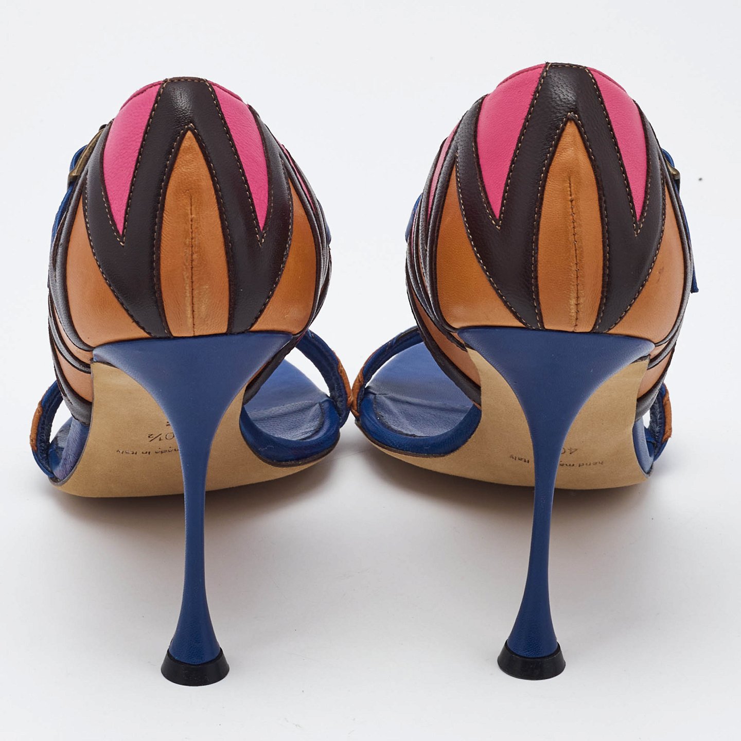 Multicolor Leather Ankle Strap Sandals 1