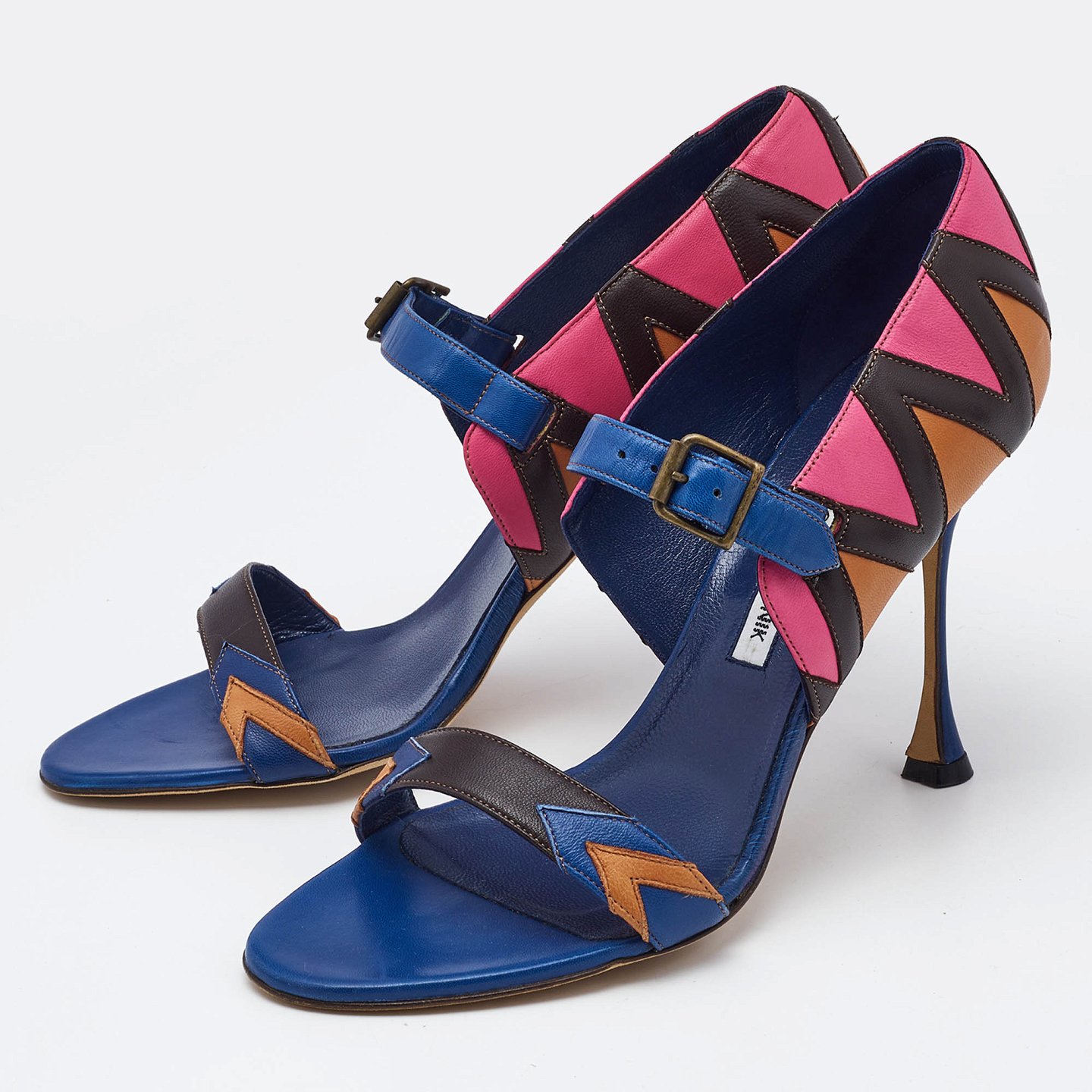 Multicolor Leather Ankle Strap Sandals 5