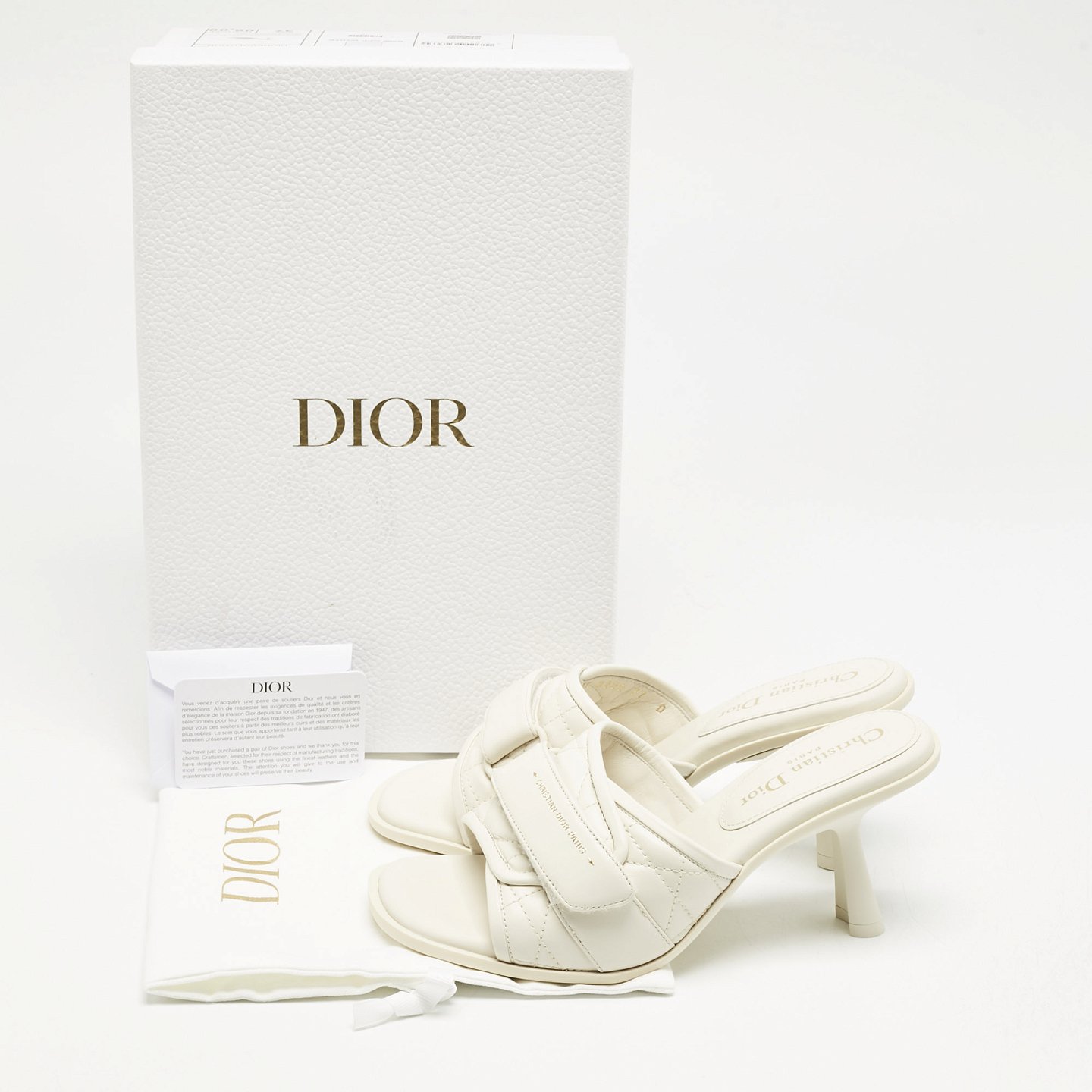 Off White Quilted Leather Diorevolution Slide Sandals 4