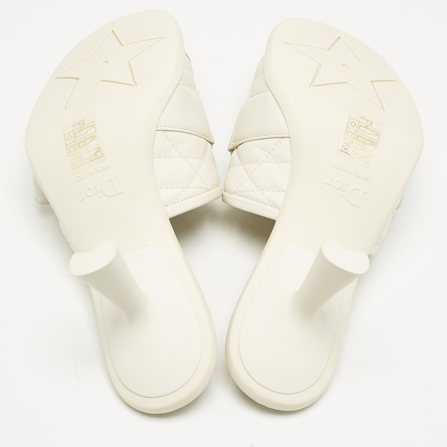 Off White Quilted Leather Diorevolution Slide Sandals 6