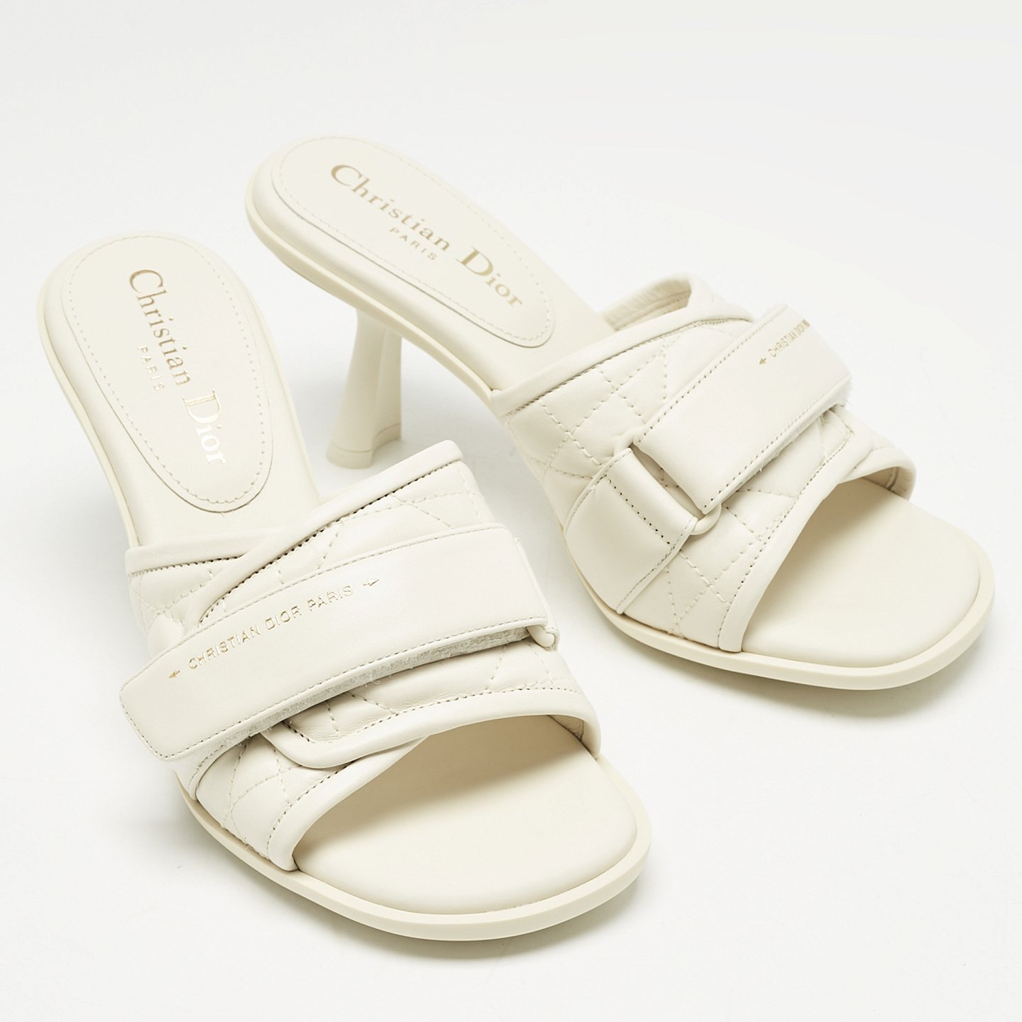 Off White Quilted Leather Diorevolution Slide Sandals 9