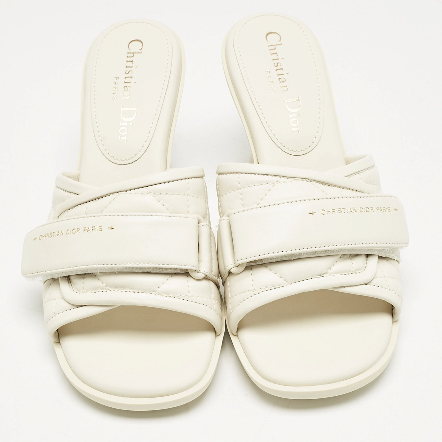 Off White Quilted Leather Diorevolution Slide Sandals 1