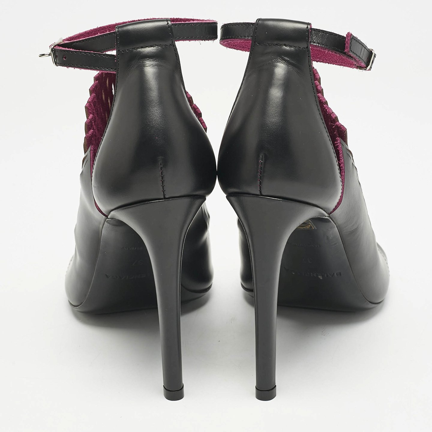 Black/Pink Lasercuts Leather Glove Sandals 9