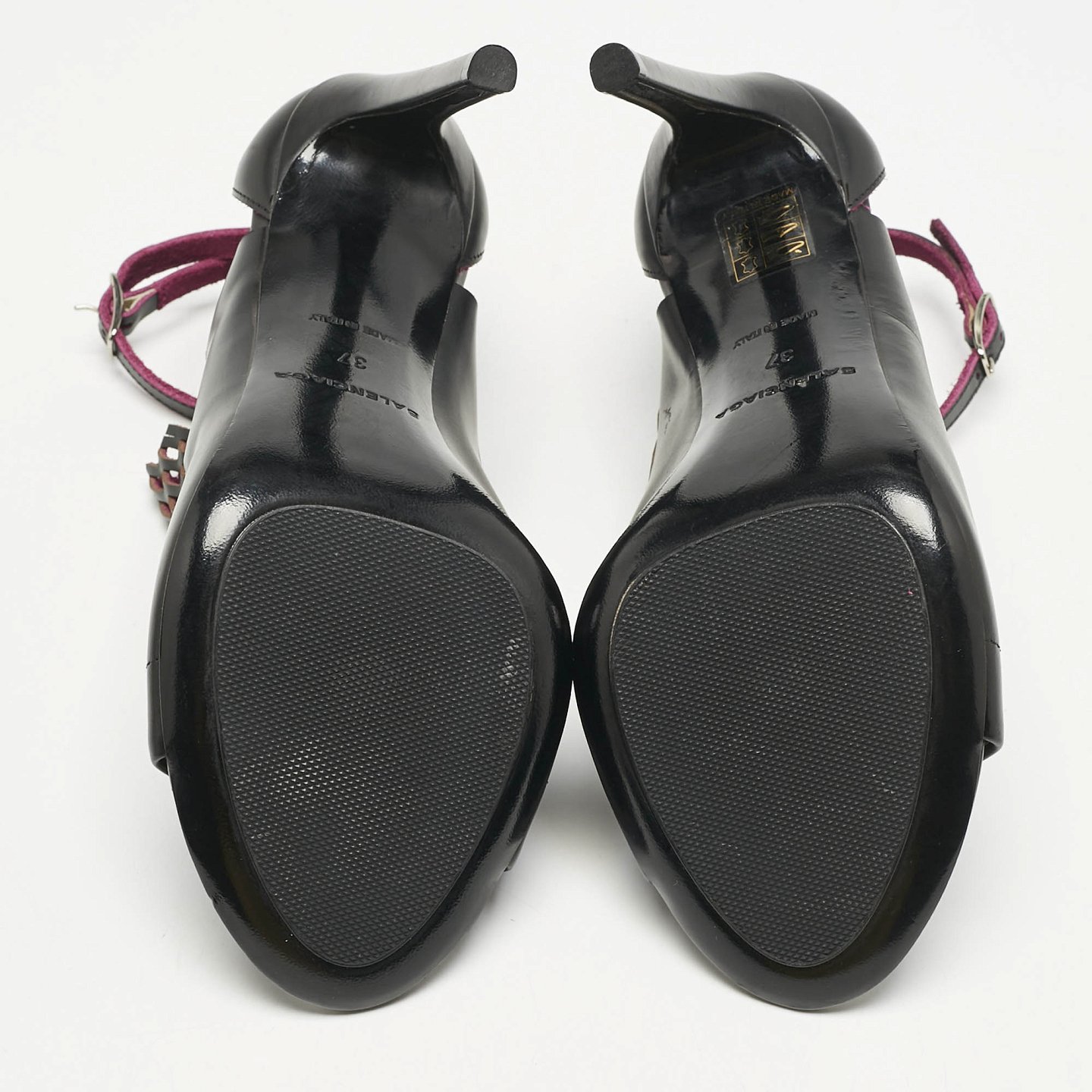 Black/Pink Lasercuts Leather Glove Sandals 1