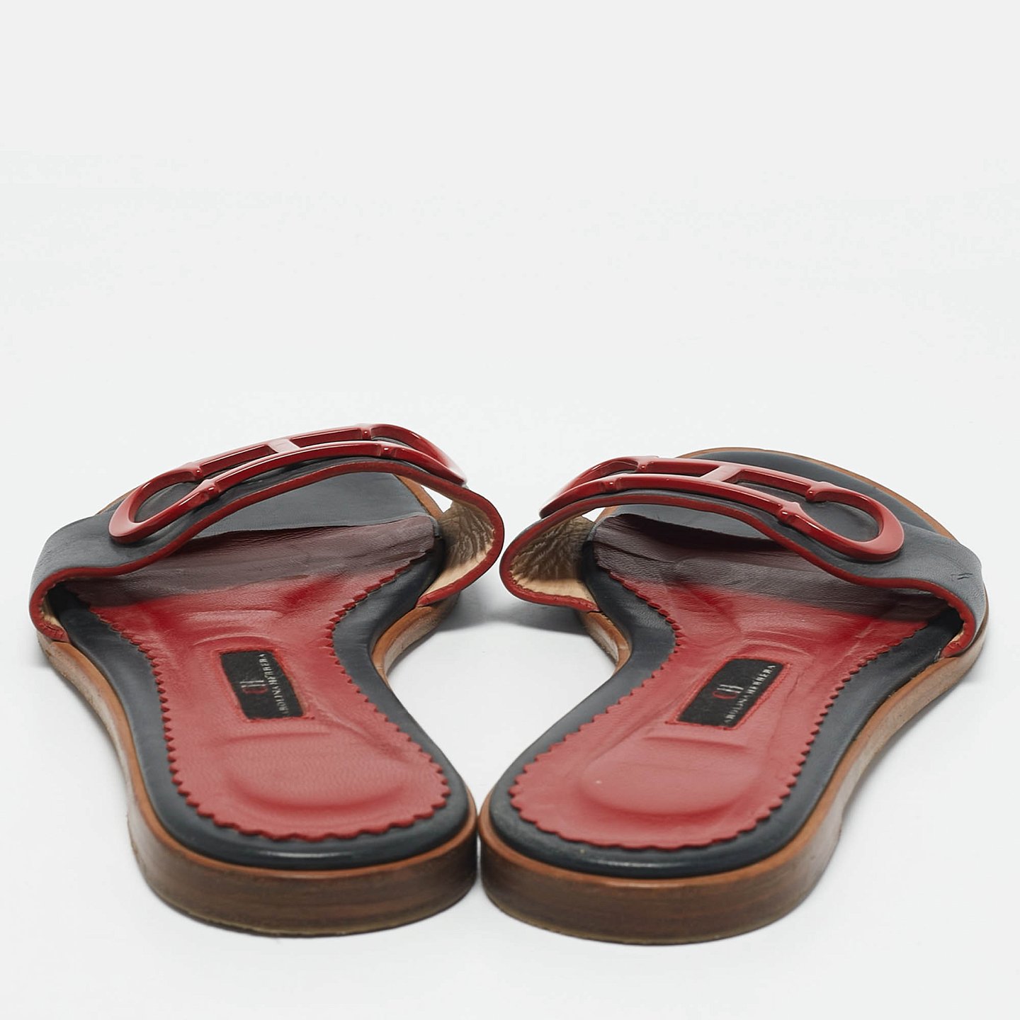 Navy Blue Leather Slide Sandals 3