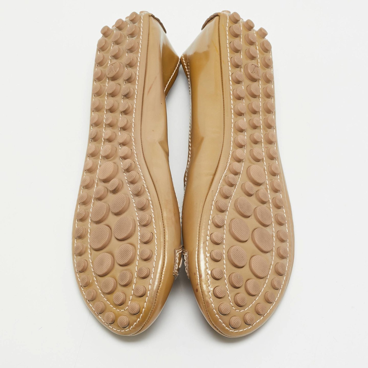 Beige Patent Leather Oxford Ballet Flats 7