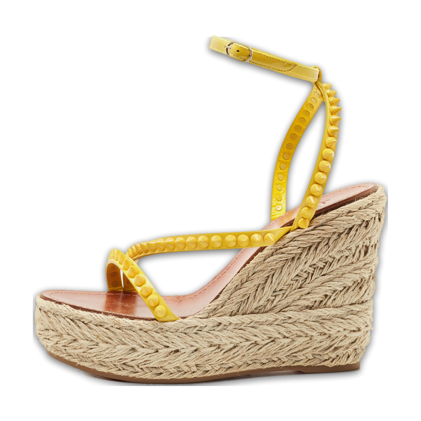 Yellow Patent Leather Mafaldina Zeppa Wedge Ankle Strap Sandals 0
