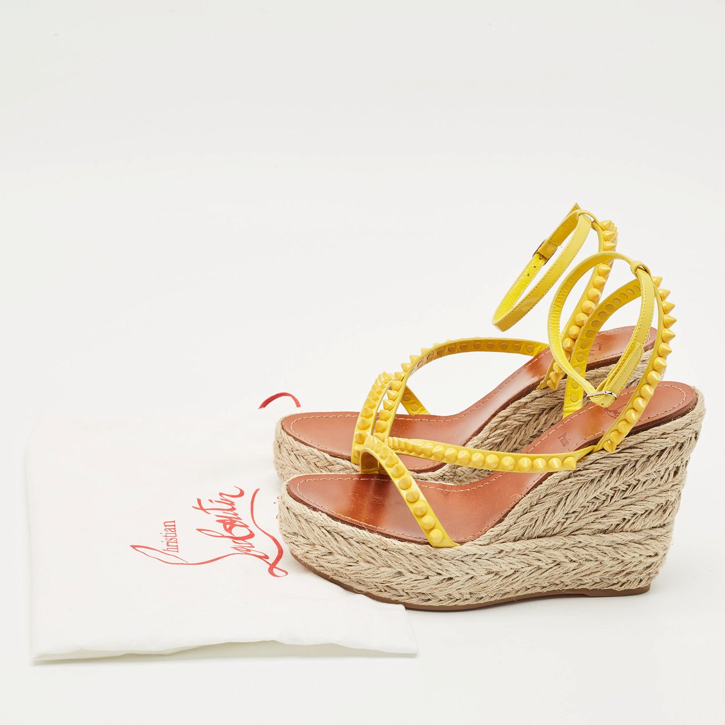Yellow Patent Leather Mafaldina Zeppa Wedge Ankle Strap Sandals 2