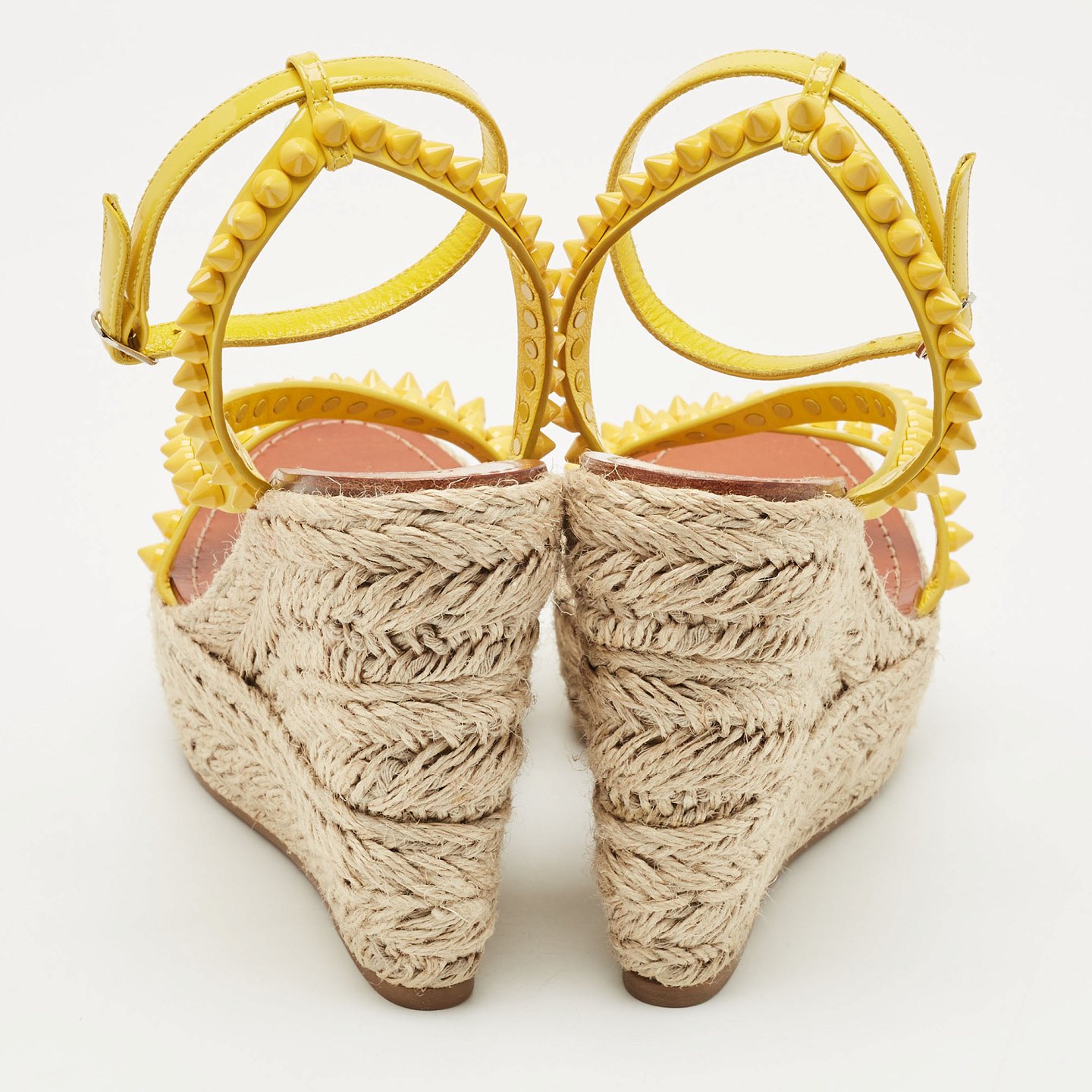 Yellow Patent Leather Mafaldina Zeppa Wedge Ankle Strap Sandals 6