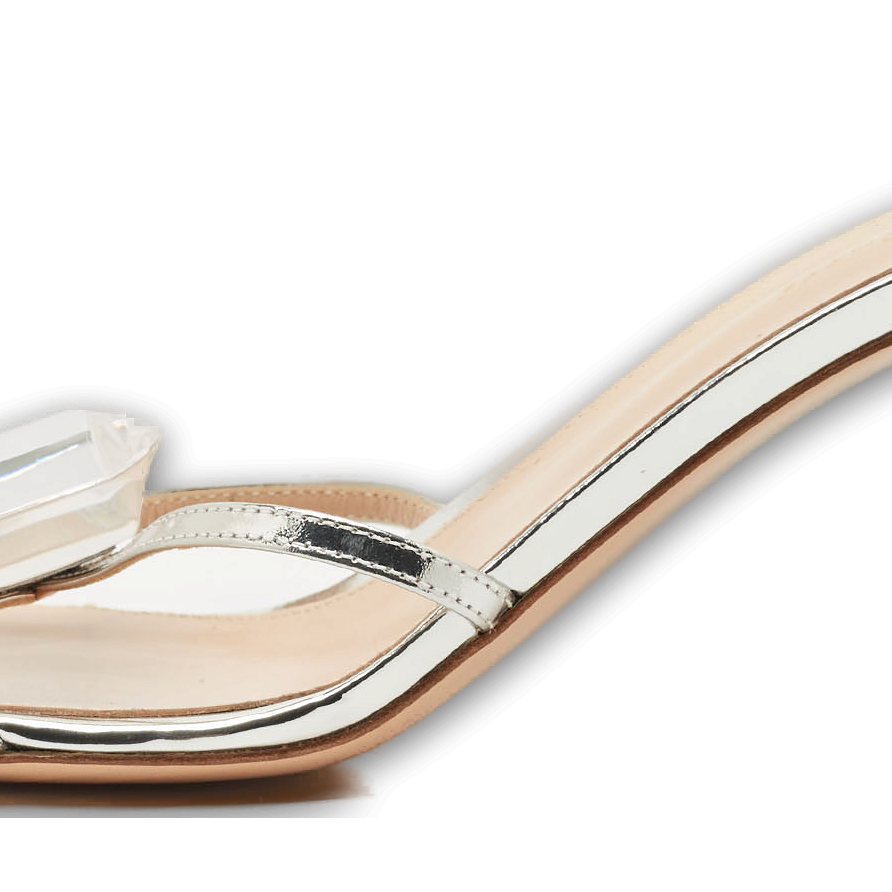 Silver Leather Crystal Embellished Jaipur Sandals 0