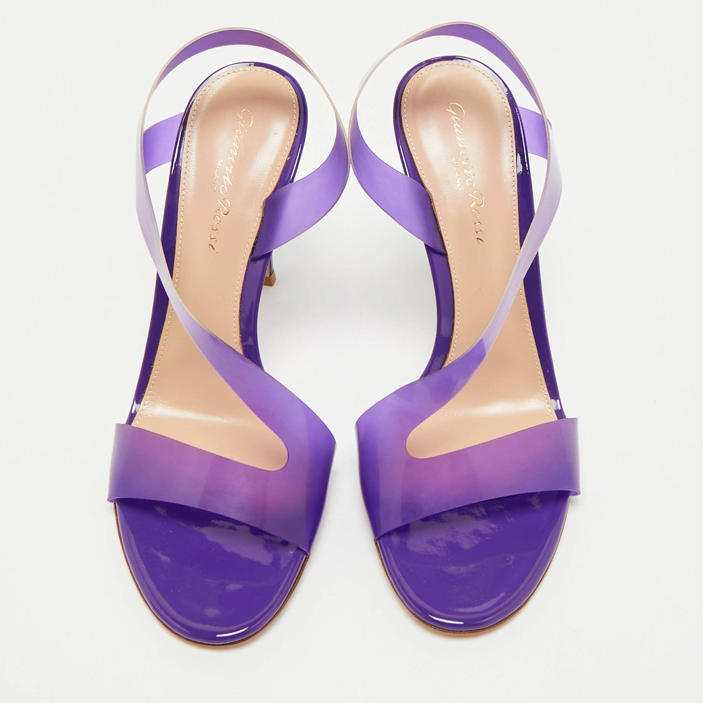 Purple PVC Metropolis Ankle Strap Sandals 5