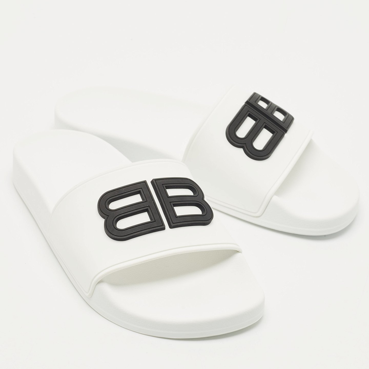 White Rubber BB Pool Slide Sandals 4