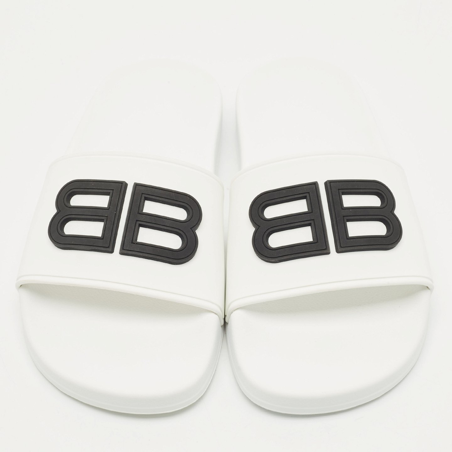 White Rubber BB Pool Slide Sandals 5