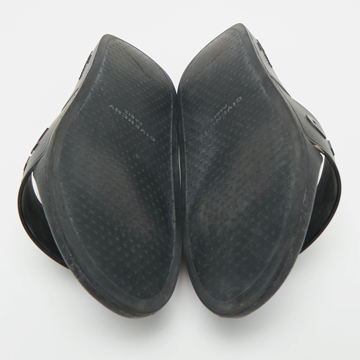 Black Rubber Logo Flat Slide Sandals 4