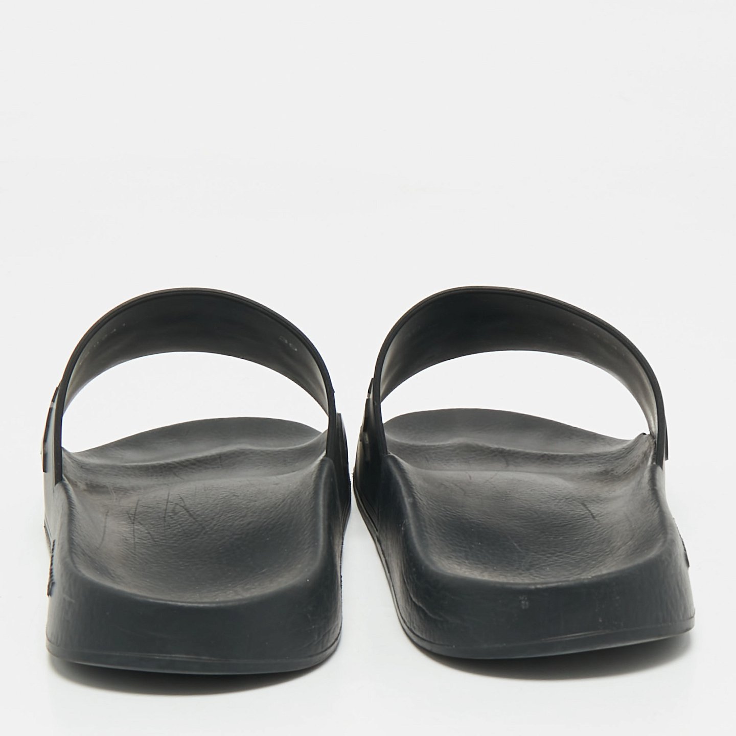 Black Rubber Logo Flat Slide Sandals 6