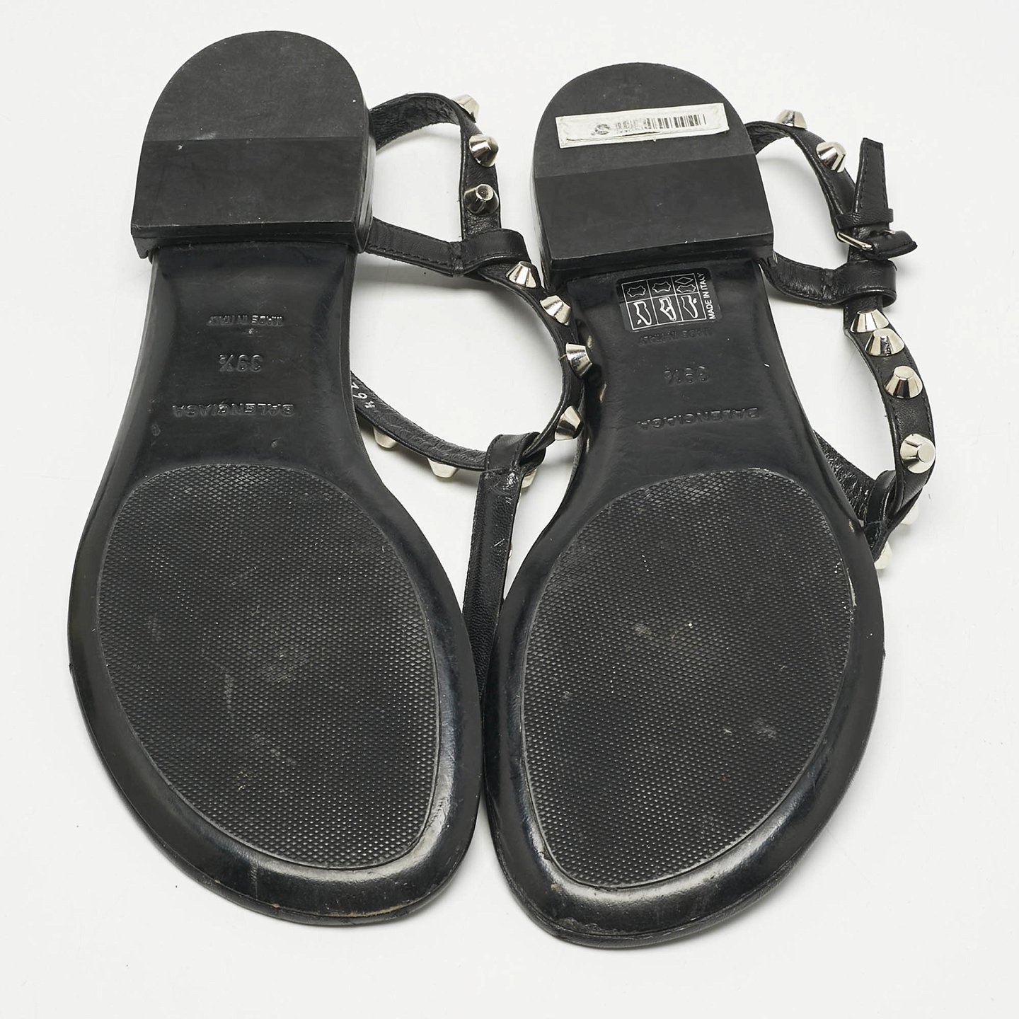 Black Leather Arena Thong Flats 2
