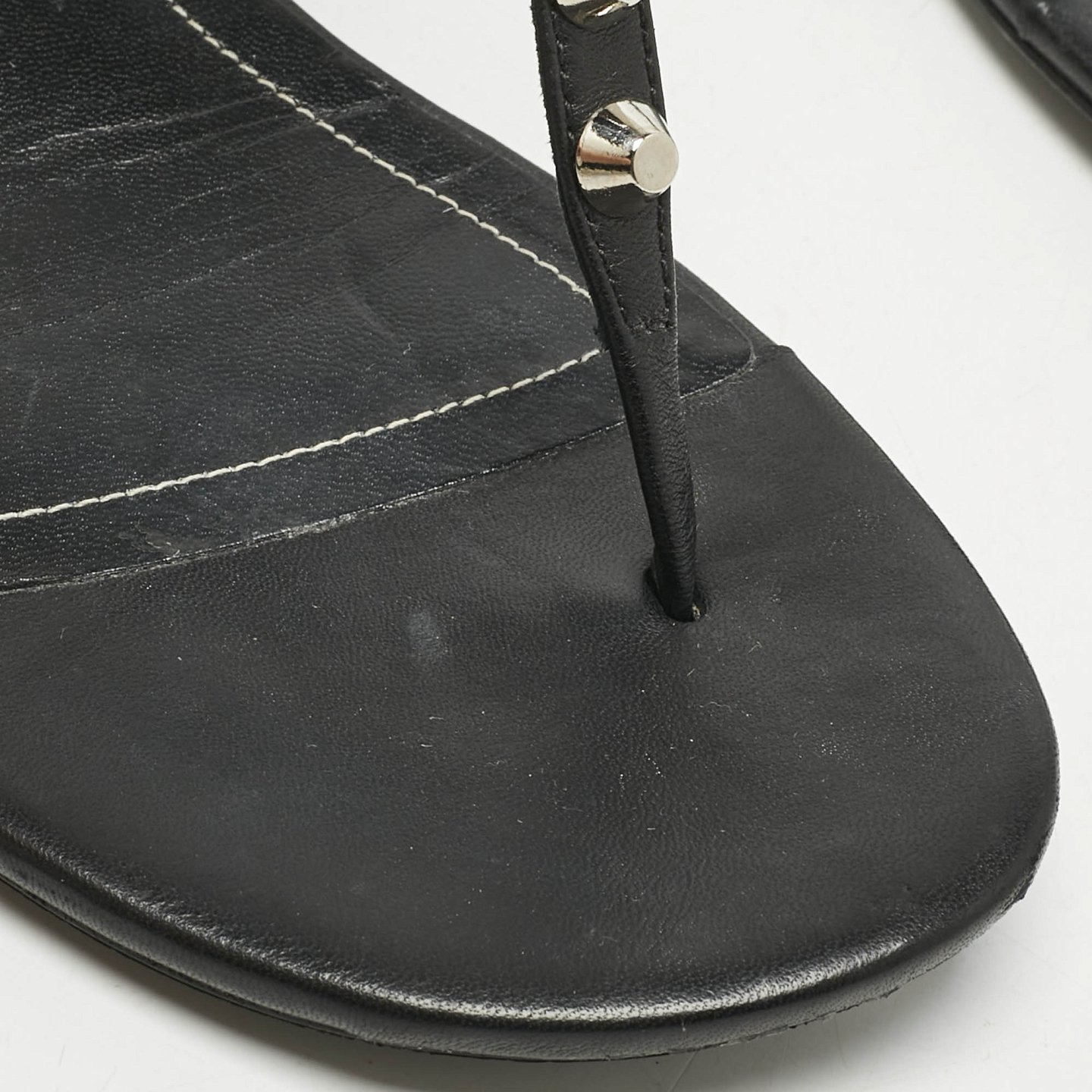 Black Leather Arena Thong Flats 3