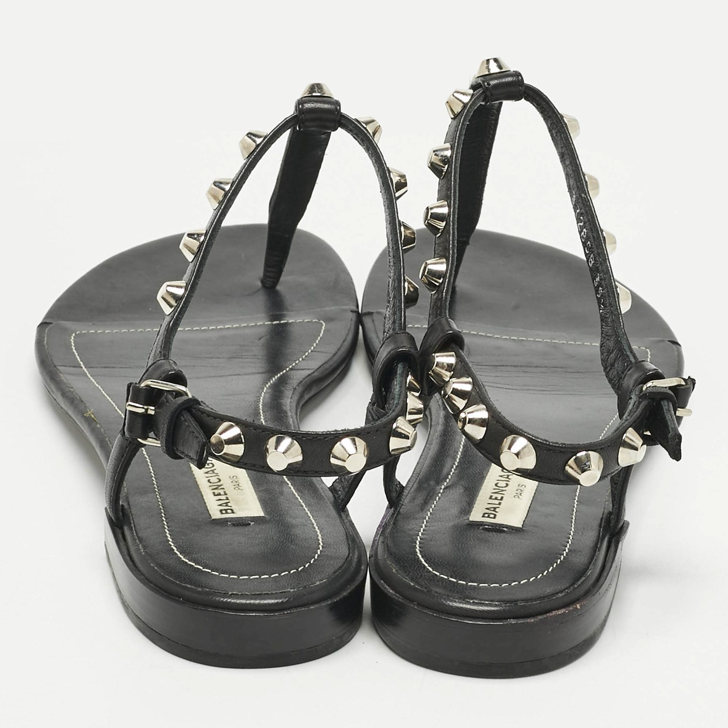 Black Leather Arena Thong Flats 4