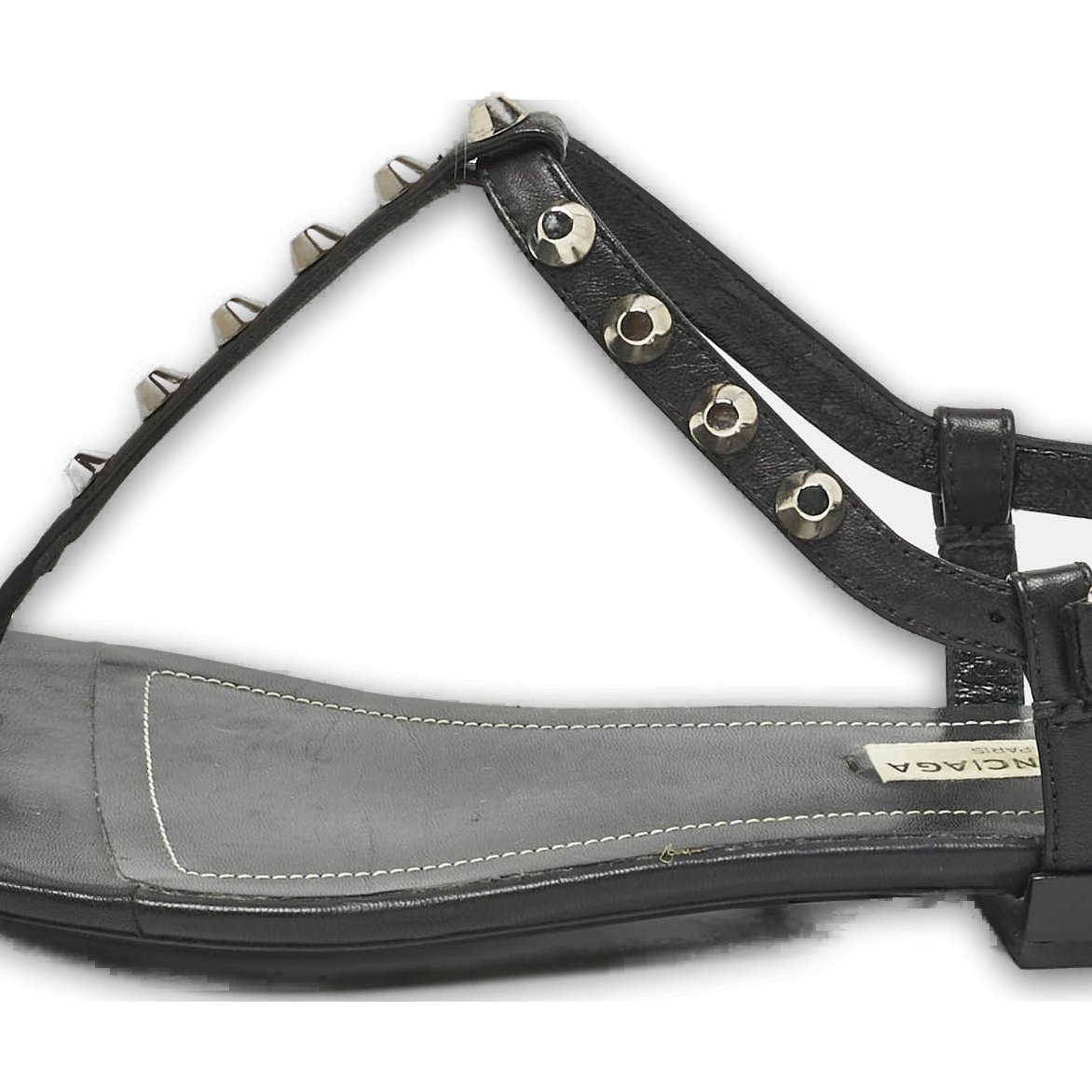 Black Leather Arena Thong Flats 0
