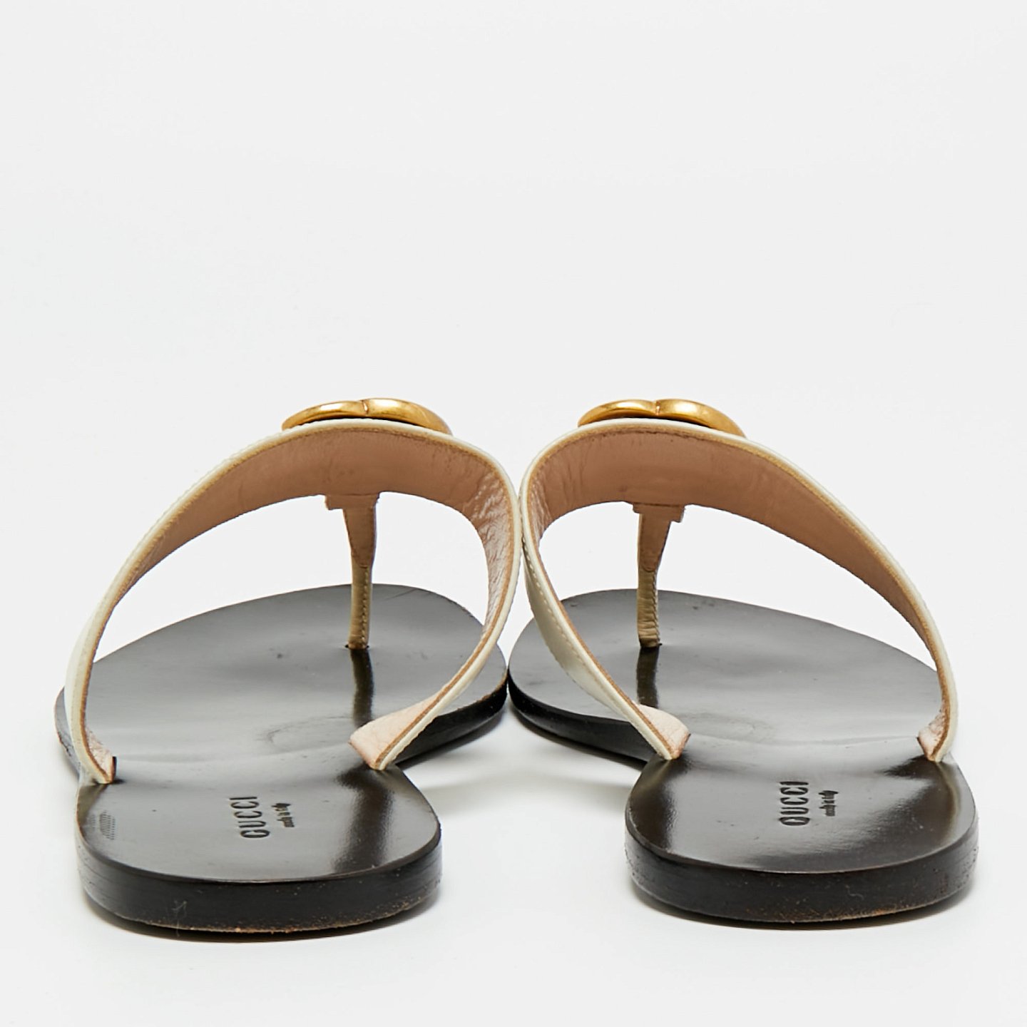 Cream Leather GG Marmont Thong Slide Flats 6
