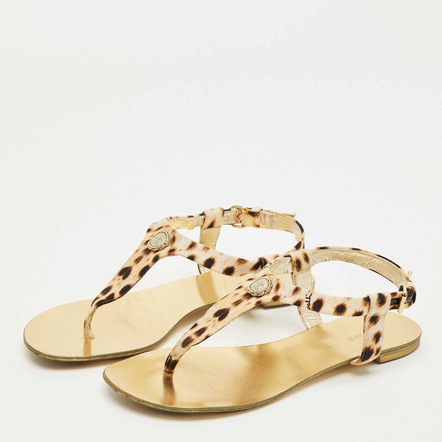 Two Tone Canvas Thong Flat Slides 0
