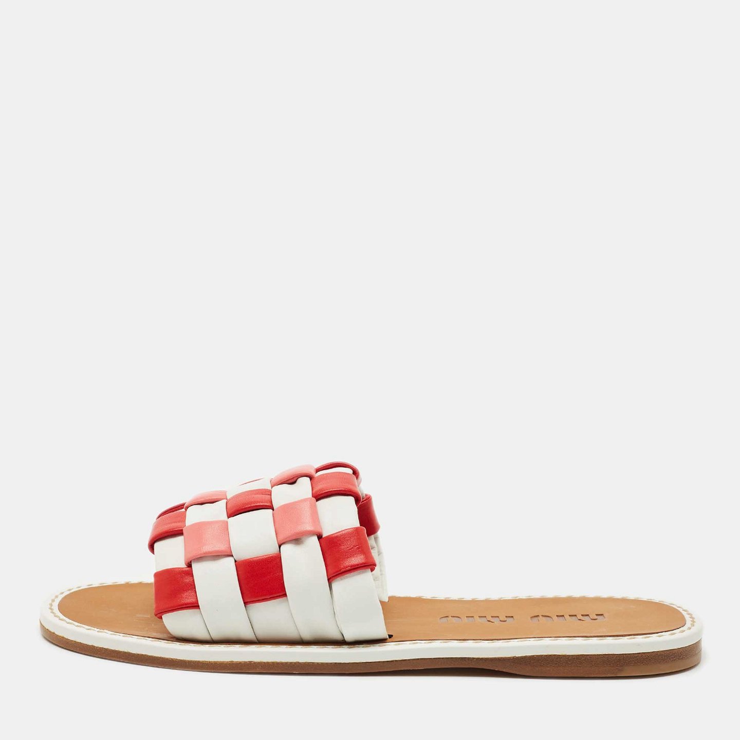 Multicolor Woven Leather Flat Slides 9