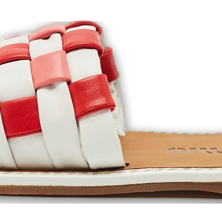 Multicolor Woven Leather Flat Slides 0