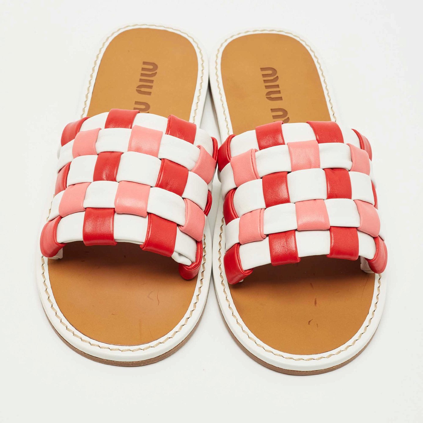 Multicolor Woven Leather Flat Slides 2