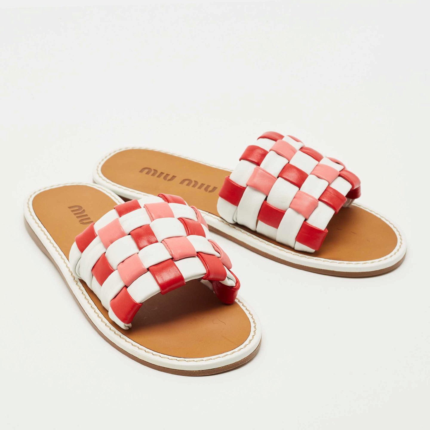 Multicolor Woven Leather Flat Slides 3