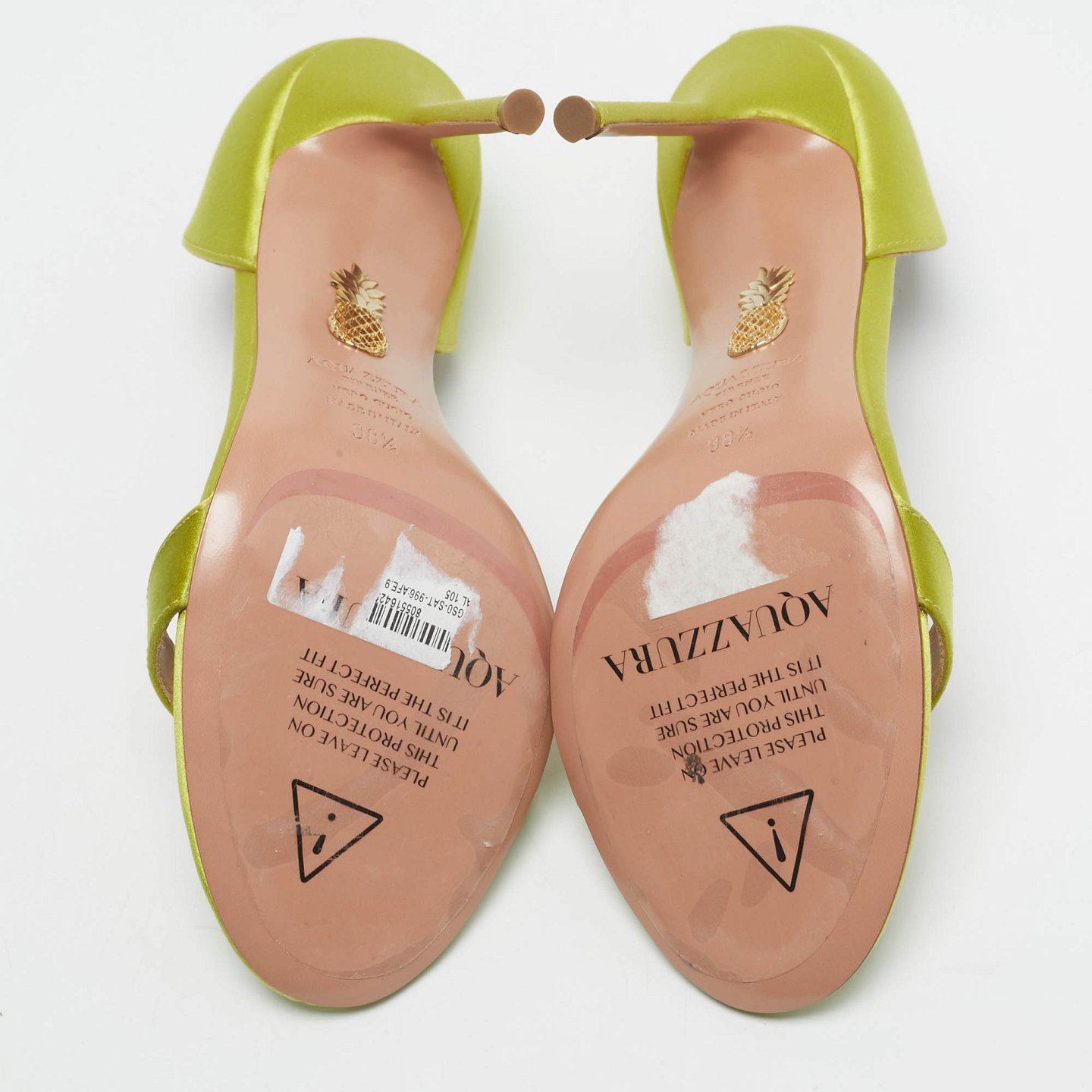 Aquazzura Green Satin Uptown D'orsay Sandals Size 38.5 3