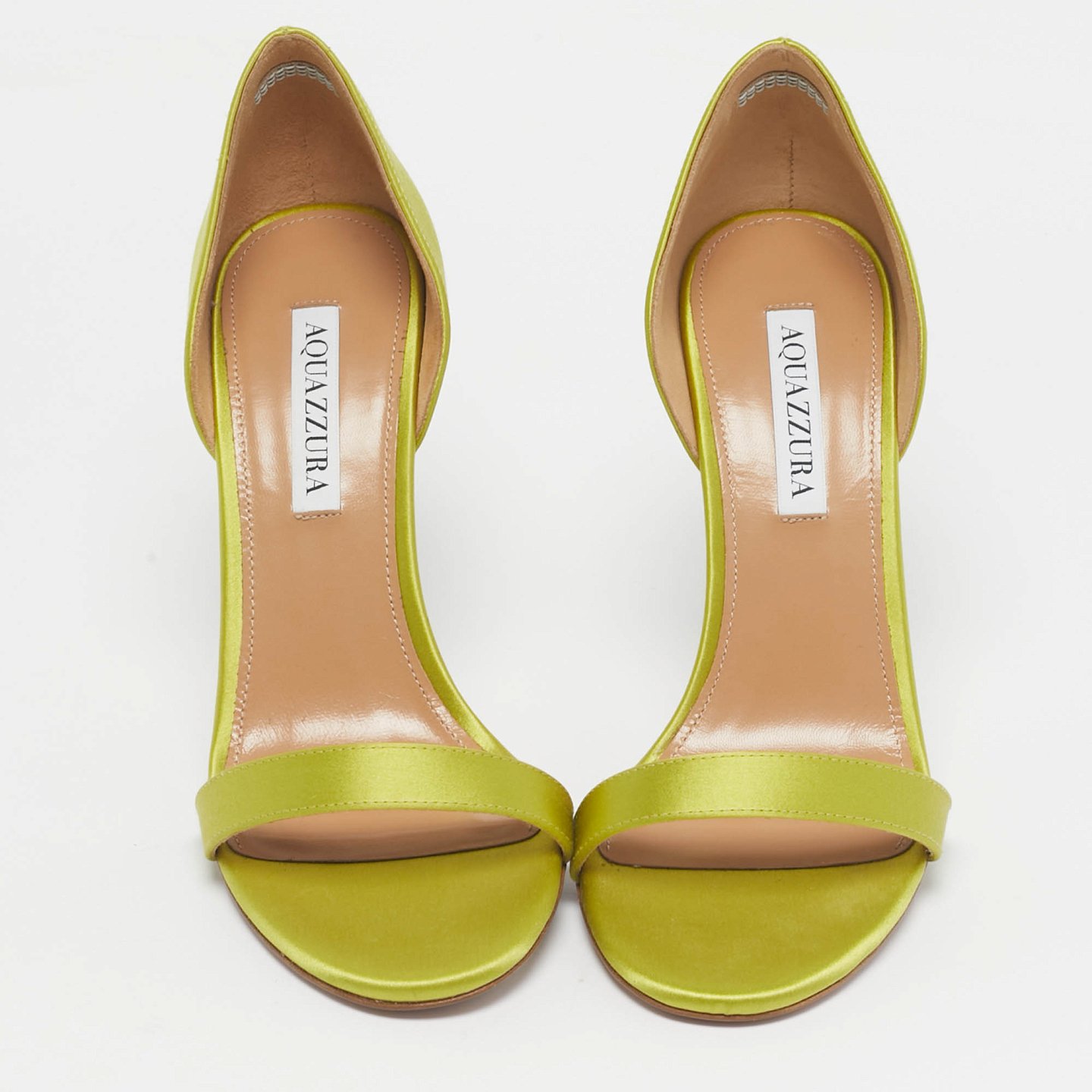 Aquazzura Green Satin Uptown D'orsay Sandals Size 38.5 8