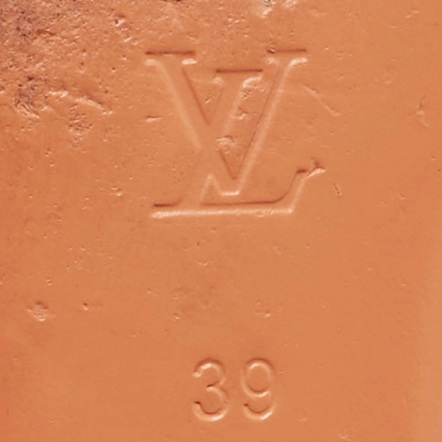 Orange Monogram Embossed Leather Revival Flat Slides 3