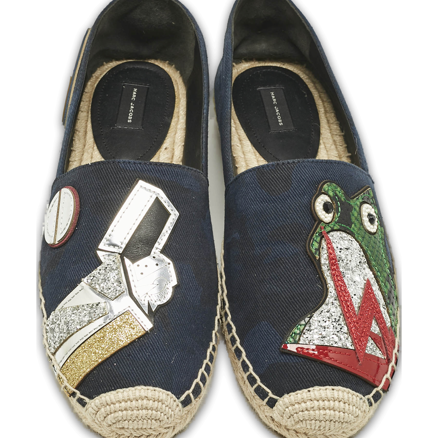 Marc Jacobs Multicolor Canvas, Glitter and Patent Leather Espadrille Flats Size 39 0
