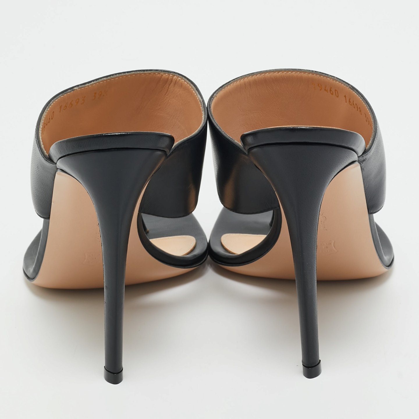 Black Leather Thong Slide Sandals 7