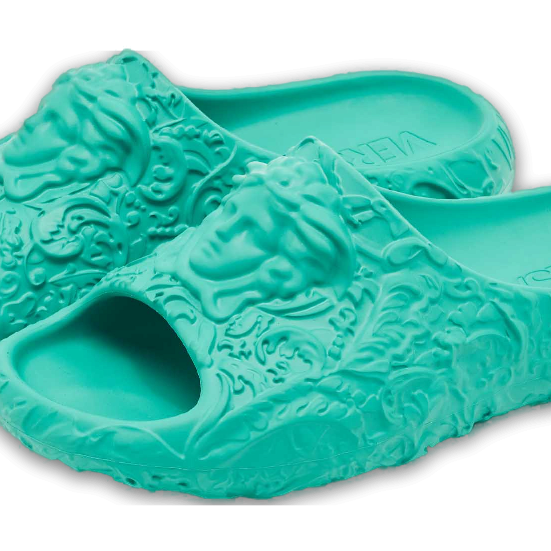 Blue Rubber Medusa Embossed Pool Slides 0