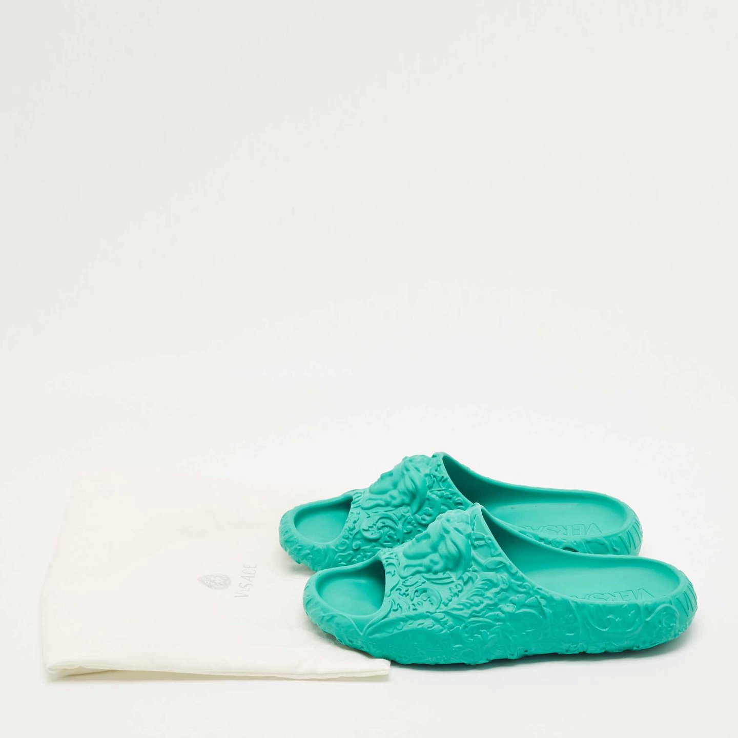 Blue Rubber Medusa Embossed Pool Slides 8