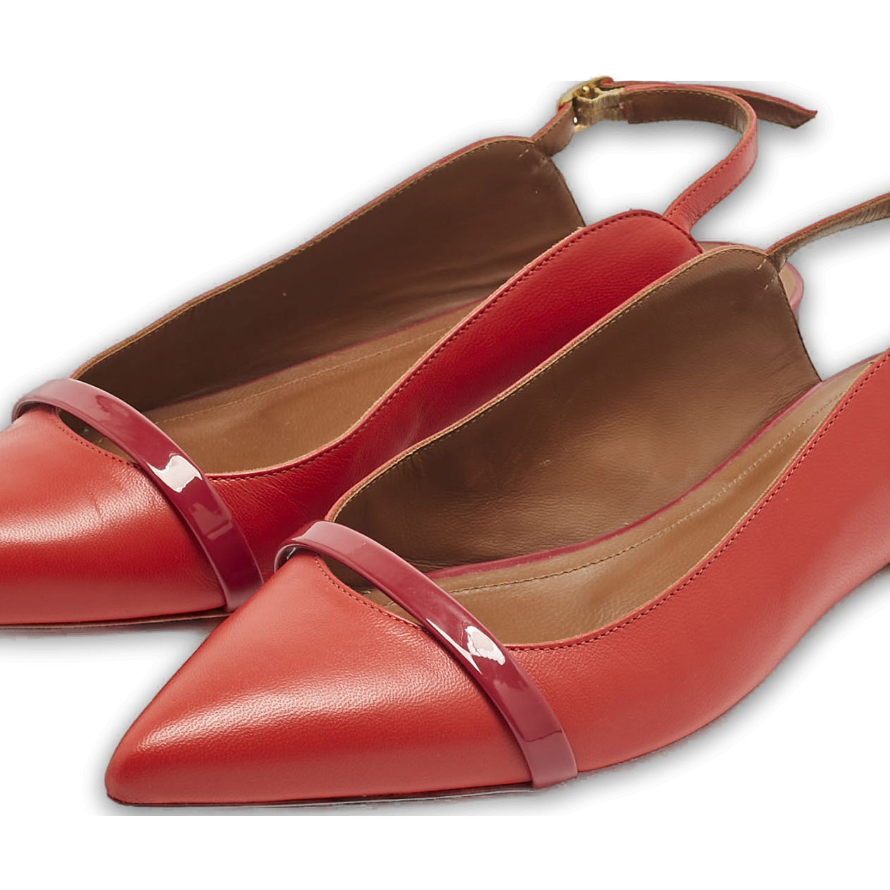 Red Leather Marion Luwolt Flat Slingback Sandals 0